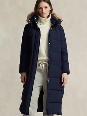 Polo Ralph Lauren Down Anorak Coat Water-Repellent Faux Fur Hood 700 Fill S NWT